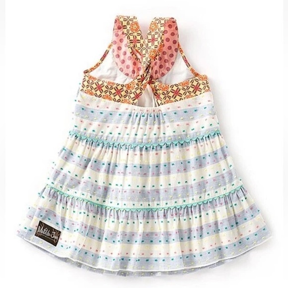 Matilda Jane Happy & Free Dotted Sky Dress Sz 6 Girl’s Stripes Sleeveless Floral - Picture 2 of 10
